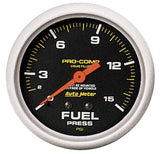 Autometer Liquid Filled Mechanical 66.7mm 0-15 PSI Fuel Pressure Gauge - 5411