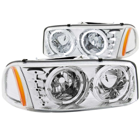 ANZO 1999-2006 GMC Sierra 1500 Crystal Headlights w/ Halo and LED Chrome - 111208