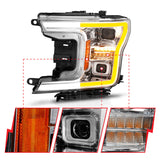 ANZO 18-20 Ford F-150 (w/o Fctry LED) Full LED Proj Headlights w/Light Bar Swtchbk Seq. Chrome w/Int - 111571