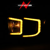 ANZO 14-17 Toyota Tundra Plank Style Projector Headlights Black w/ Amber - 111414
