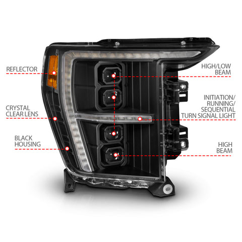 ANZO 21-23 Ford F-150 (w/Factory Halogen) Z-Series Full LED Proj Headlights - Pass. Side ONLY - 111593X-R