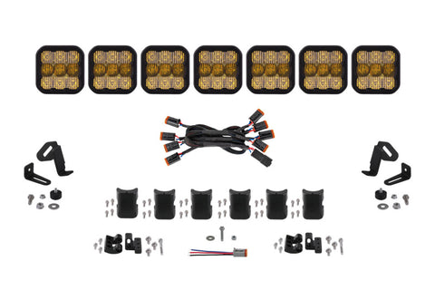 Diode Dynamics SS5 Pro Universal CrossLink 7-Pod Lightbar - Yellow Combo - DD7247
