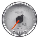 Autometer Spek-Pro Gauge Water Press 2 1/16in 120psi Stepper Motor W/Peak & Warn Slvr/Chrm - P34521