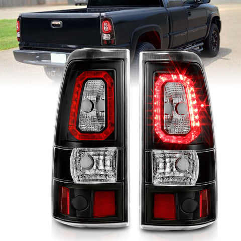 ANZO 2003-2006 Chevy Silverado 1500 LED Taillights Plank Style Black w/Clear Lens - 311327