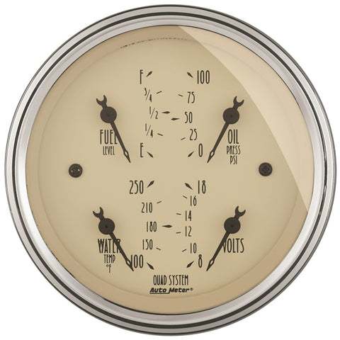 AutoMeter Gauge Kit 2 Pc. Quad & Tach/Speedo 3-3/8in. Antique Beige - 1820