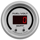 Autometer 52.4mm Silver Switchable 0-100 Fuel Level/8-18V Voltmeter Ultra-Lite Elite Digital Gauge - 6709-UL