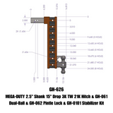 Gen-Y Mega Duty 2.5in Shank 15in Drop 21K Hitch w/Dual-Ball/Pintle Lock/Stabilizer Kit - GH-626