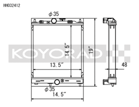 Koyo 03-07 Mitsubishi Evolution 7/8/9 Turbo (MT) Half-Size RACE Radiator - HH032412