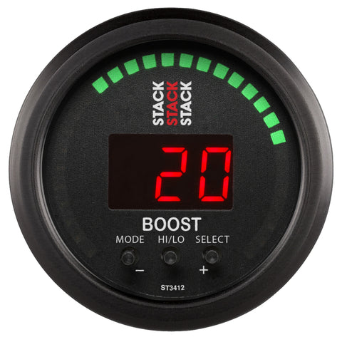 Autometer Stack 52mm -1 to +2 Bar (-30INHG to +30 PSI) Boost Controller - Black - ST3412