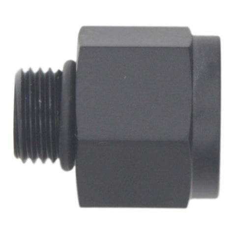 DeatschWerks 6AN ORB Male to M18 X 1.5 Metric Female (Incl O-Ring) - Anodized Matte Black - 6-02-0605-B