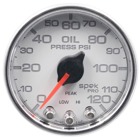 Autometer Spek-Pro 2-1/16in 0-120 PSI Digital Stepper Motor w/Peak & Warn Oil Pressue Gauge - P32511