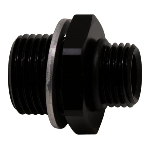 DeatschWerks 6AN ORB Male to M18 X 1.5 Metric Male (Incl O-Ring and Washer) - Anodized Matte Black - 6-02-0606-B