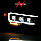 ANZO 2016-2018 Toyota Tacoma LED Projector Headlights Plank Style Black w/ Amber - 111496