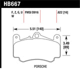 Hawk 02-05 Porsche 911 Carrera 4 Turbo Look/Carrera 4S Front Street Performance Ceramic Brake Pads - HB667Z.622