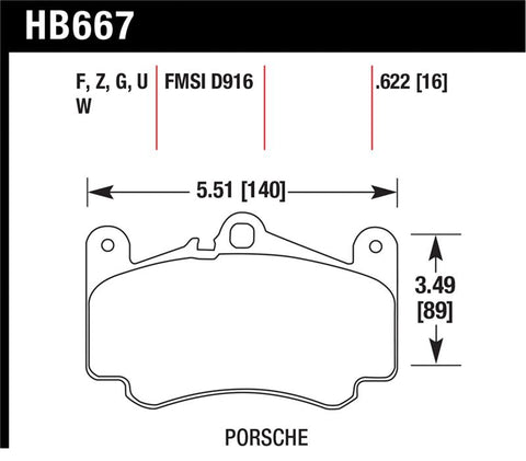 Hawk 02-05 Porsche 911 Carrera 4 Turbo Look/Carrera 4S Front Street Performance Ceramic Brake Pads - HB667Z.622