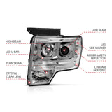 ANZO 2009-2014 Ford F-150 Projector Headlights w/ U-Bar Chrome - 111264