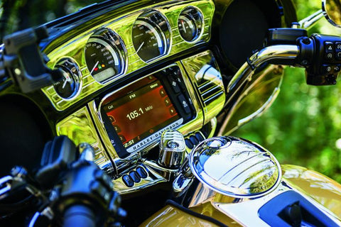 Kuryakyn Deluxe Tri-Line Stereo Trim Kit 14-Up Touring Models Chrome - 7240