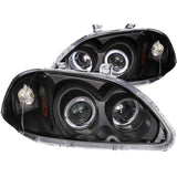 ANZO 1996-1998 Honda Civic Projector Headlights w/ Halo Black - 121068