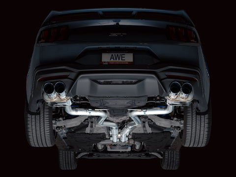 AWE 2024 Ford Mustang GT Fastback S650 RWD SwitchPath Cat-Back Exhaust w/ Quad Chrome Silver Tips - 3025-42650