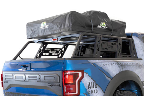 Addictive Desert Designs 2015+ Ford F-150 Overlander Chase Rack w/ 3rd Brake Light - Hammer Black - C118822000103