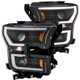 ANZO 2015-2016 Ford F-150 Projector Headlights w/ Plank Style Design Black w/ Amber - 111347