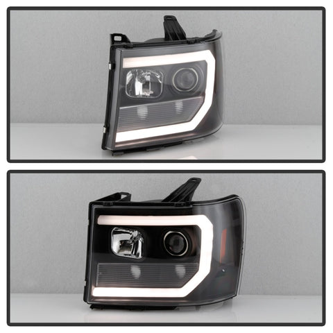 Spyder 07-13 GMC Sierra 1500-3500 Ver 2 Proj Headlights - DRL LED - All Blk PRO-YD-GS07V2-LBDRL-BKV2 - 5086037