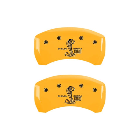 MGP Rear set 2 Caliper Covers Engraved Rear GT500 Shelby & Cobra Yellow finish black ch - 10010RGT5YL