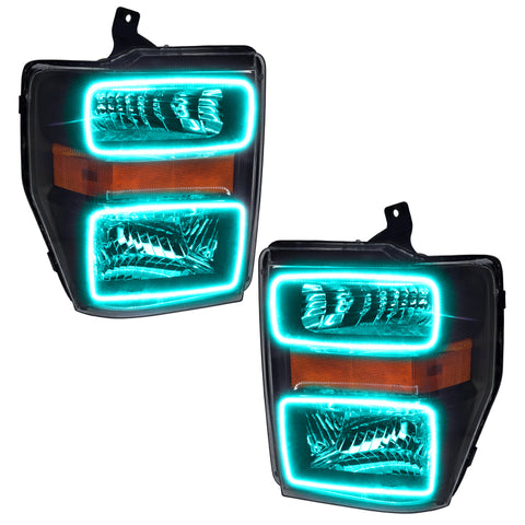 Oracle 08-10 Ford F250/350 LED HL - Black - ColorSHIFT w/ Simple Controller - 7190-504