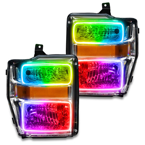 Oracle 08-10 Ford F250/350 Pre-Assembled Halo Headlights- Chrome Housing - w/o Controller - 7189-334
