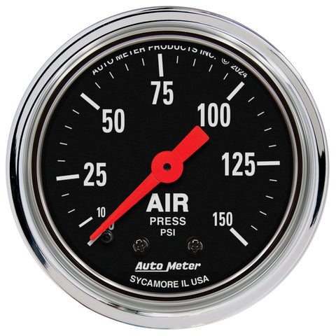 AutoMeter Gauge Air Pressure 2-1/16in. 150 PSI Mechanical Traditional Chrome - 2420