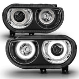 ANZO 2008-2014 Dodge Challenger Projector Headlights w/ Halo Black (CCFL) - 121308
