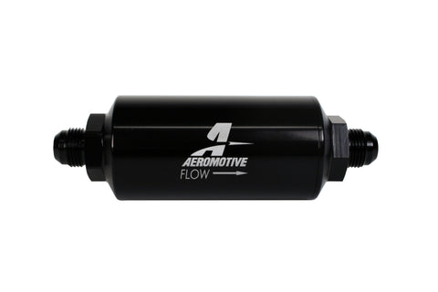 Aeromotive In-Line Filter - AN-08 size Male - 10 Micron Microglass Element - Bright-Dip Black - 12375