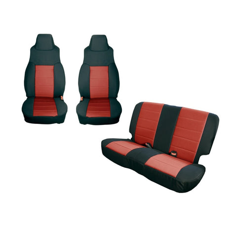 Rugged Ridge Seat Cover Kit Black/Red 03-06 Jeep Wrangler TJ - 13293.53