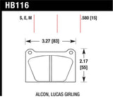 Hawk Blue 9012 Motorsports Race Pads - HB116E.580