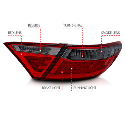 ANZO 2015-2016 Toyota Camry LED Taillights Smoke - 321336