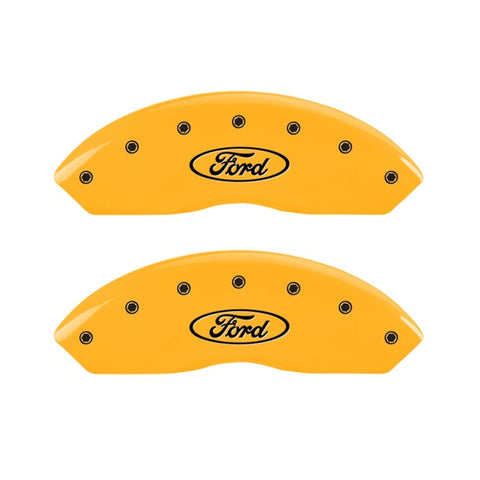 MGP 2 Caliper Covers Engraved Front Oval Logo/Ford Yellow Finish Blk Char 2011 Ford Focus - 10155FFRDYL
