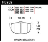Hawk 89-97 Nissan 240SX SE Blue 9012 Race Rear Brake Pads - HB262E.540