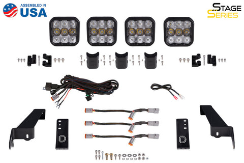 Diode Dynamics Jeep JL SS5 4-Pod CrossLink Grille Lightbar Kit Pro - White Combo - DD7268