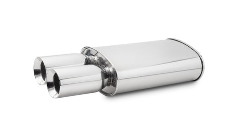 Vibrant StreetPower Oval Muffler w/ Dual 3.5in Round Tips Straight Cut Beveled Edge 2.5in inlet I.D. - 1040