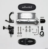 Wilwood HV Tandem M/C Kit w L/H Bracket & Prop Valve - 1 1/8in Bore Ball Burnished - 261-13270-P