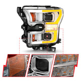 ANZO 15-17 Ford F-150 Chrome LED Projector Plank Style DRL w/Initiation Light Halogen Models - 111605