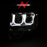 ANZO 2009-2014 Ford F-150 Projector Headlights w/ U-Bar Chrome Amber (HID TYPE) (WITHOUT HID KIT) - 111352