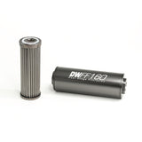 DeatschWerks Stainless Steel 8AN 10 Micron Universal Inline Fuel Filter Housing Kit (160mm) - 8-03-160-010K