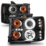 ANZO 2007-2013 GMC Sierra 1500 Projector Headlights w/ Halo Black - 111125