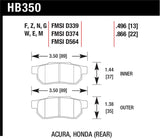 Hawk 1990-1993 Acura Integra GS HPS 5.0 Rear Brake Pads - HB350B.496