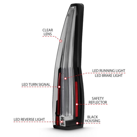 ANZO 2007-2014 Cadillac Escalade Led Taillights Red/Clear - 311296