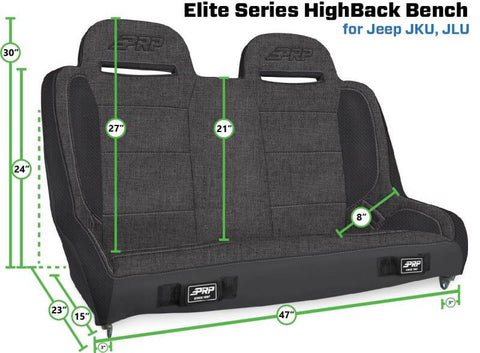 PRP Jeep Wrangler JKU/JLU  Elite Series Suspension Bench Seat - A9247