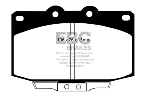 EBC 86-89 Mazda RX7 2.4 (1.3 Rotary)(Vented Rear Rotors) Yellowstuff Front Brake Pads - DP4763R