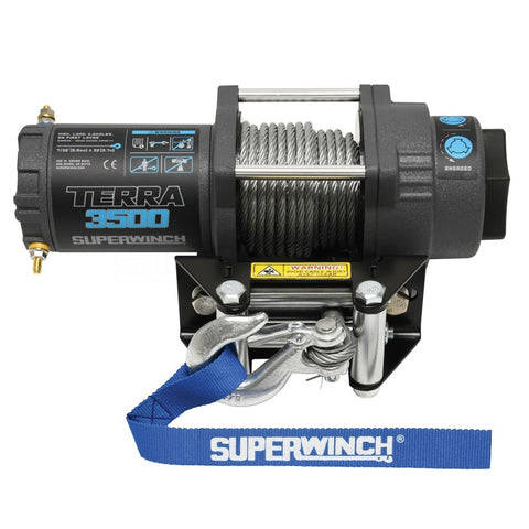 Superwinch 3500 LBS 12V DC 7/32 in x 32 ft Steel Rope Terra 3500 Winch - Gray Wrinkle - 1135260
