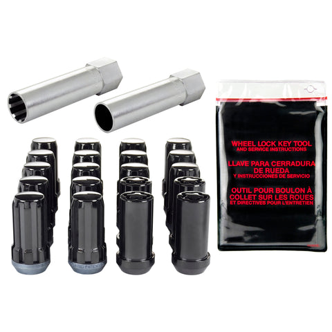 McGard SplineDrive Tuner 5 Lug Install Kit w/Locks & Tool (Cone) 1/2-20 / 13/16 Hex / 1.6in. L - Blk - 65540BK